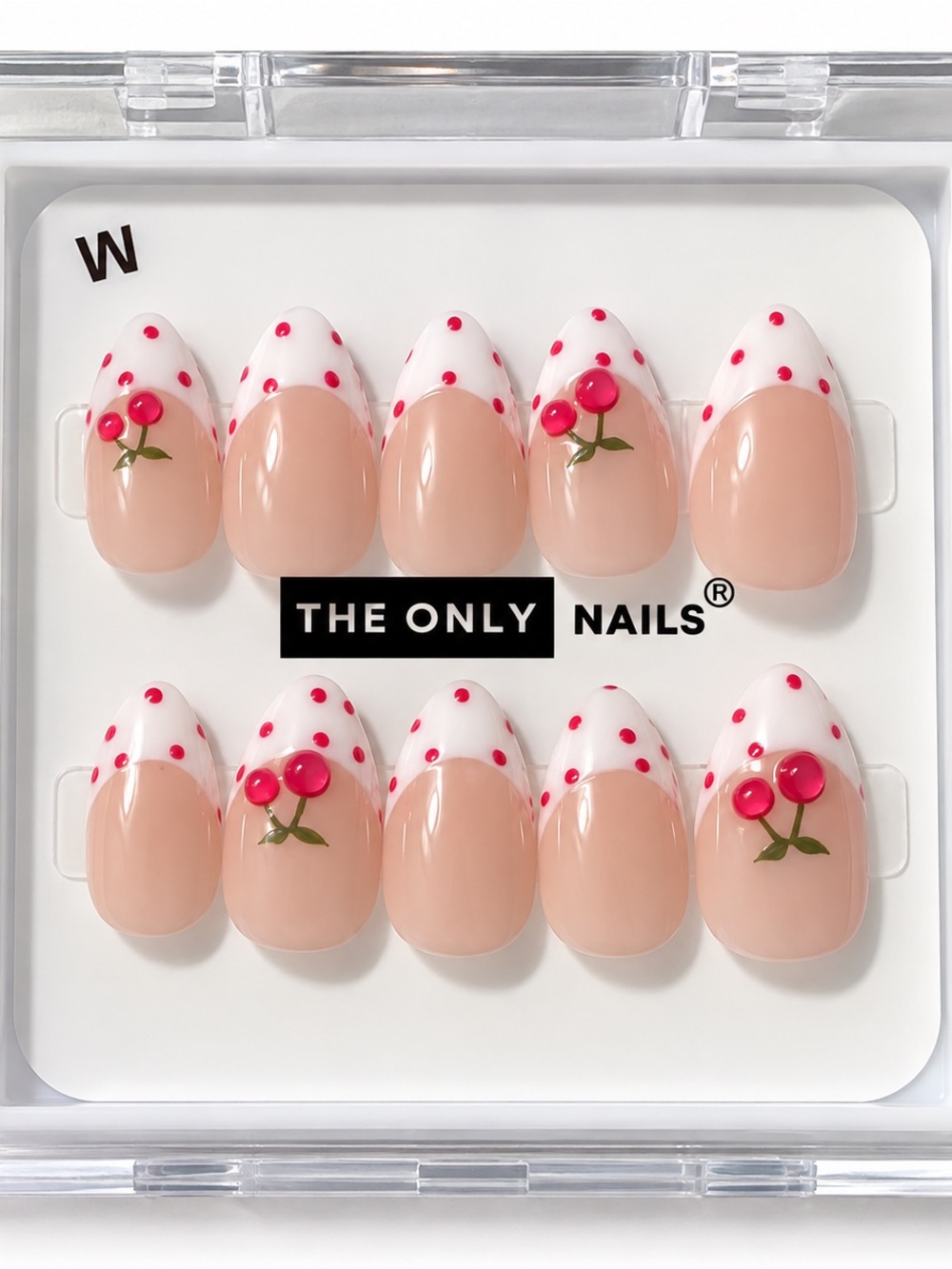 The Only Nails Cherry Polka Dot French Tip Press-On Nails Medium
